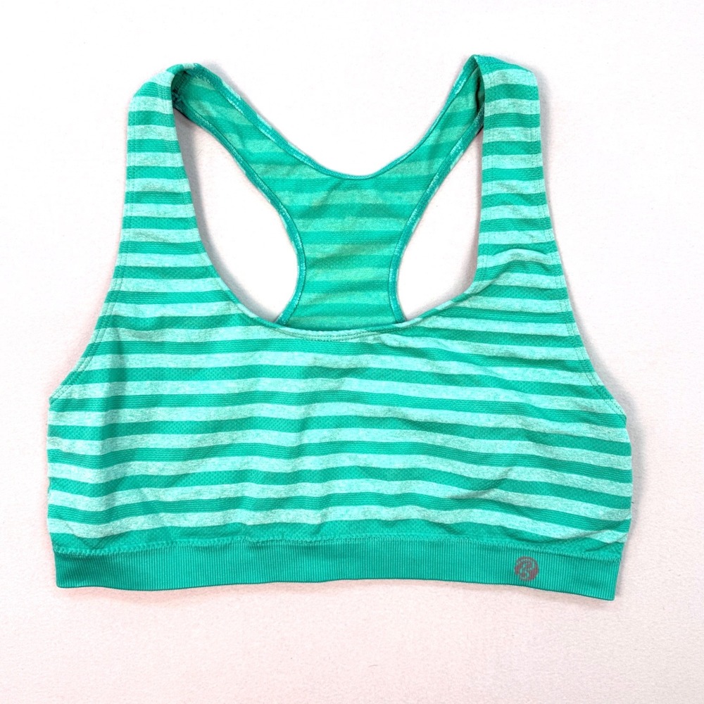 C9 Champion Womens Racerback Sports Bra Green Teal Striped Size Medium